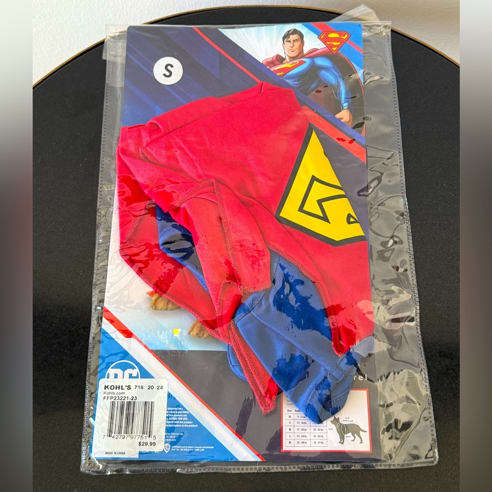 DC Comics Superman Dog Costume Shirt with Cape Blue Red Kohl's Small